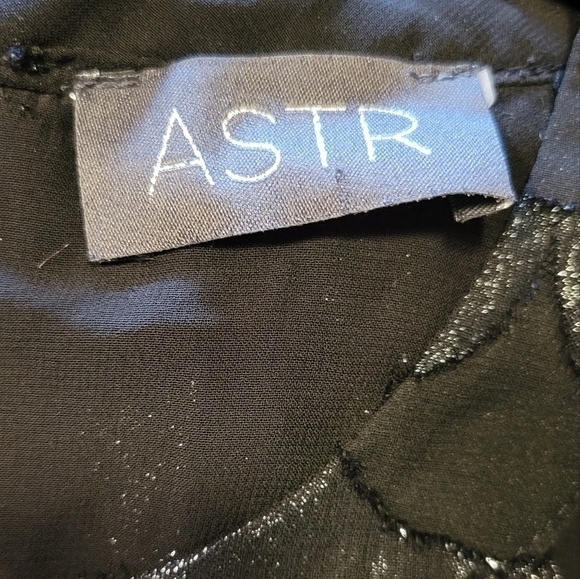 Astr Black Sparkle Scalloped Semi Sheer Halter Top. Size M - Picture 6 of 7